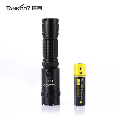 TANK007探客超亮手電筒正品超亮LED遠(yuǎn)射直充自駕游執(zhí)勤手電筒TC01